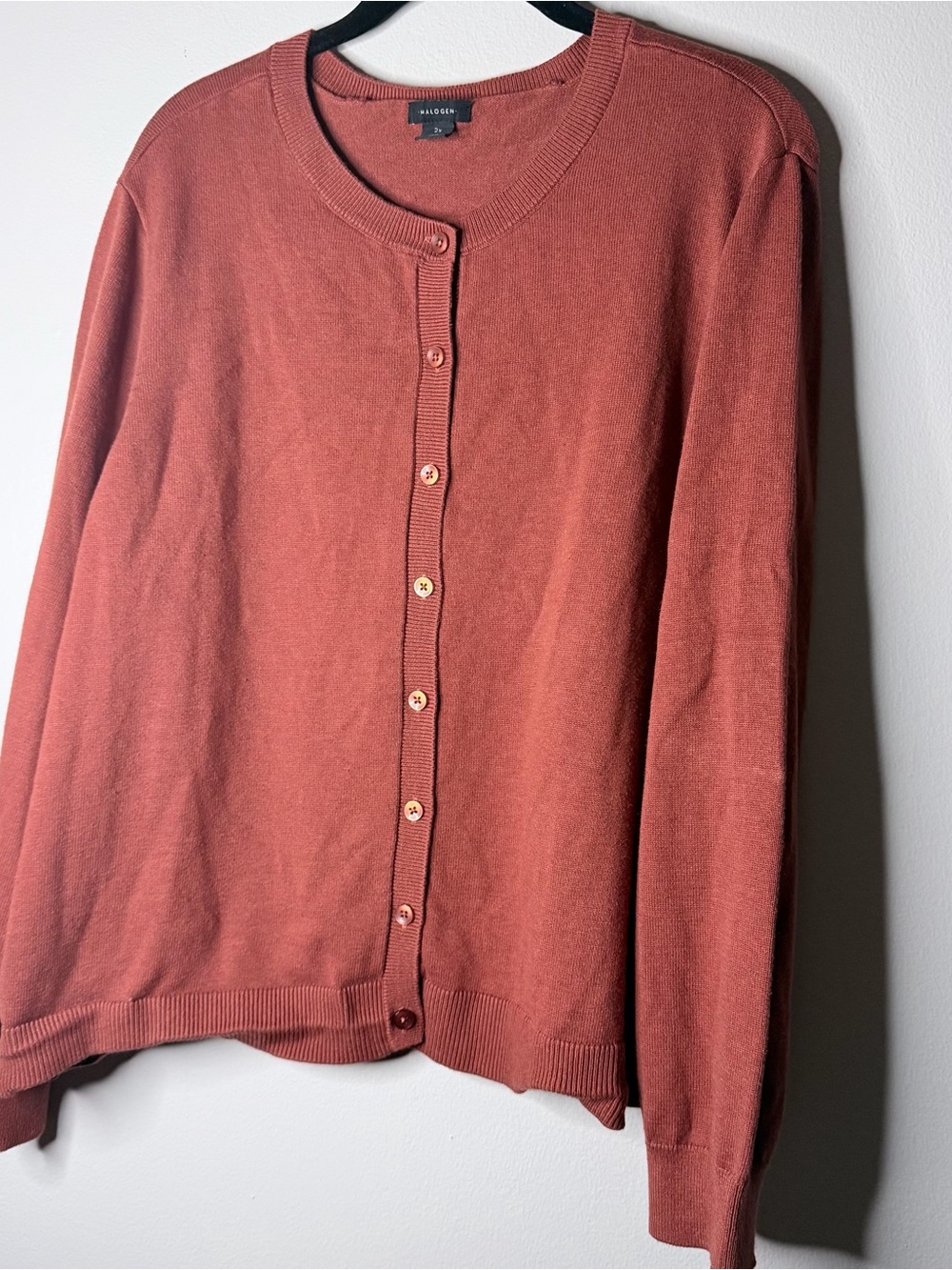 Halogen Women's Rust Button-Front Crewneck Cardigan